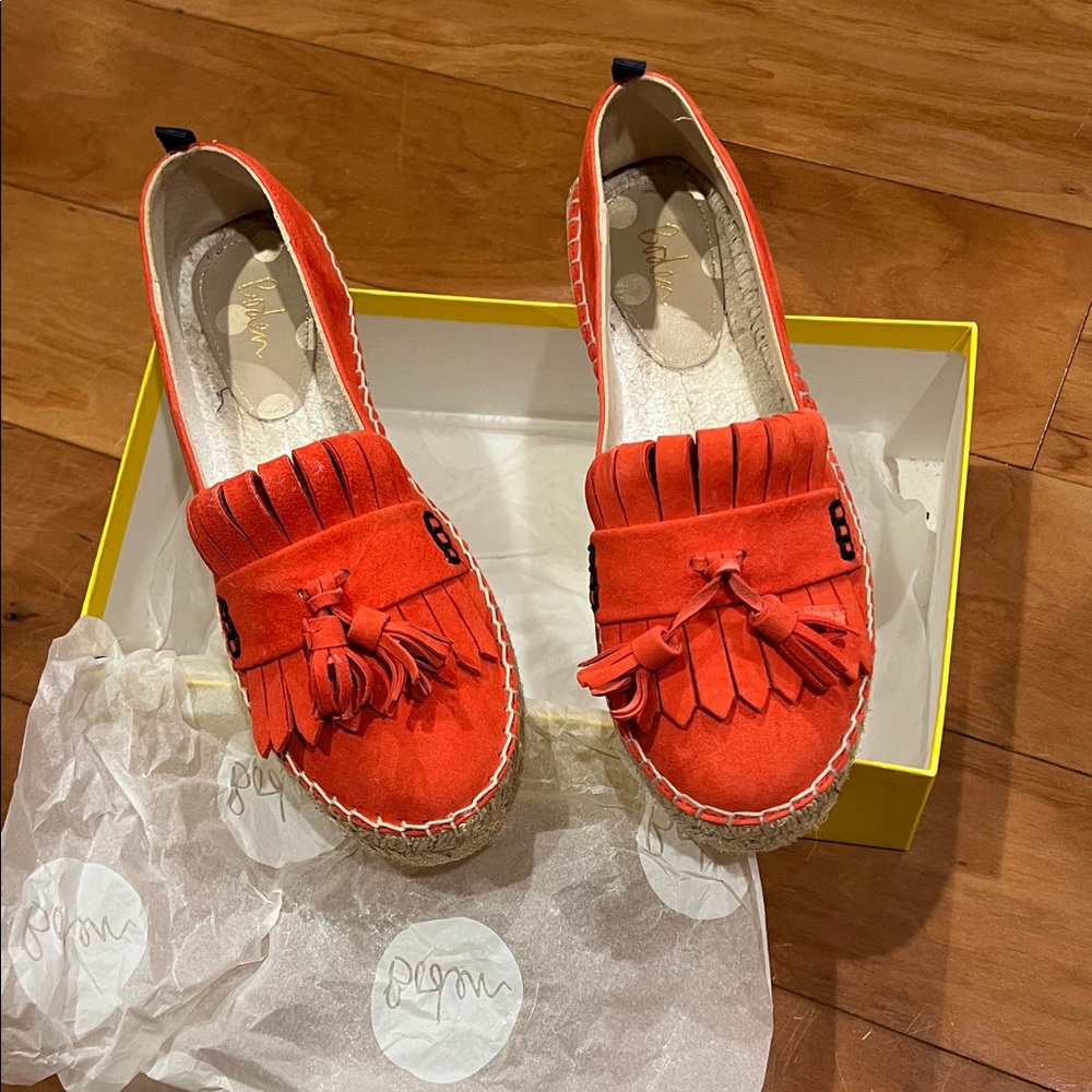 Boden Vibrant Red Espadrille Loafers